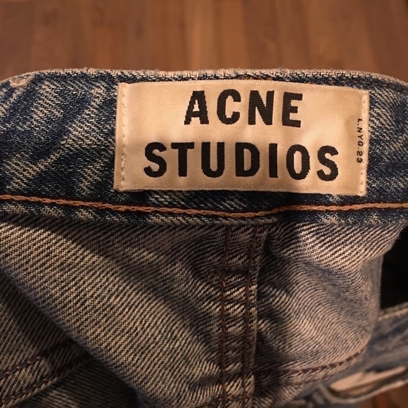 ACNE STUDIOS Cropped Distressed Dirty Wash Jeans Raw Hem - Picture 3 of 4